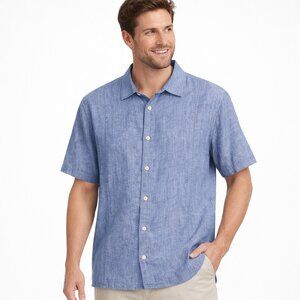 Tommy Bahama LINEN Mens XL Short Sleeve Shirt Aloha Resort Blue